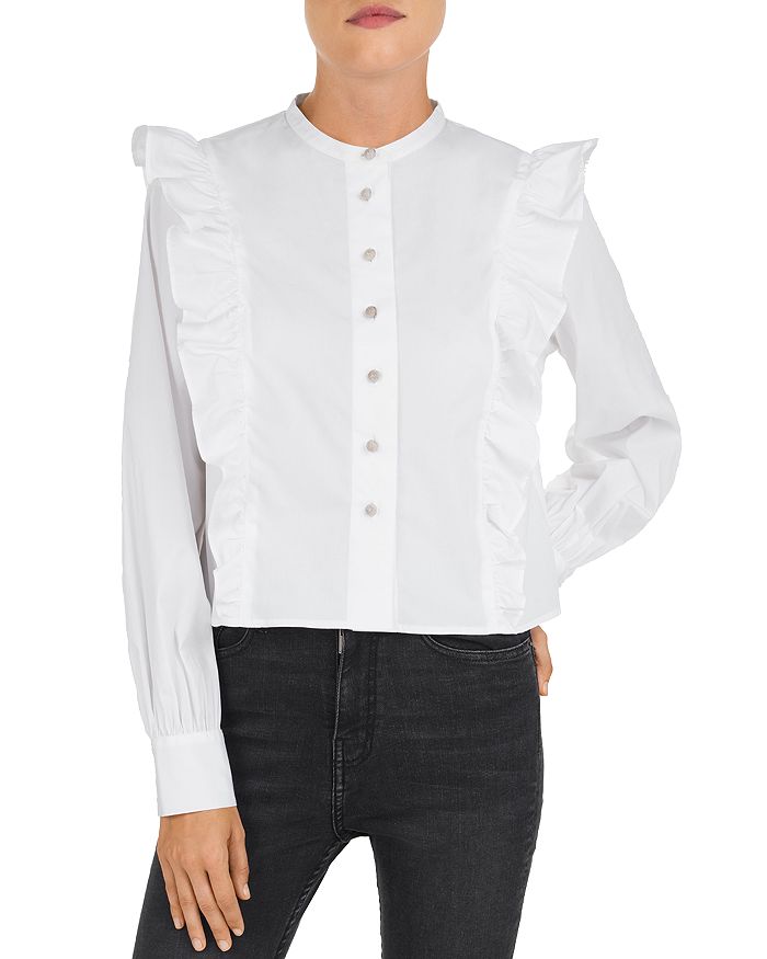 THE KOOPLES RUFFLED FRONT-BUTTON SHIRT,FCCL19025K