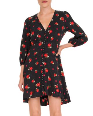 open lace back dress The Kooples Flowy Rose Dress -Black/Red/Green  New Love The Shop