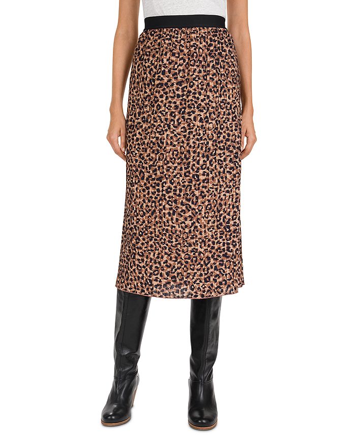 Gerard Darel Tilda Pleated Leopard-print Midi Skirt In Brown | ModeSens