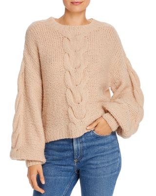 cable knit balloon sleeve sweater