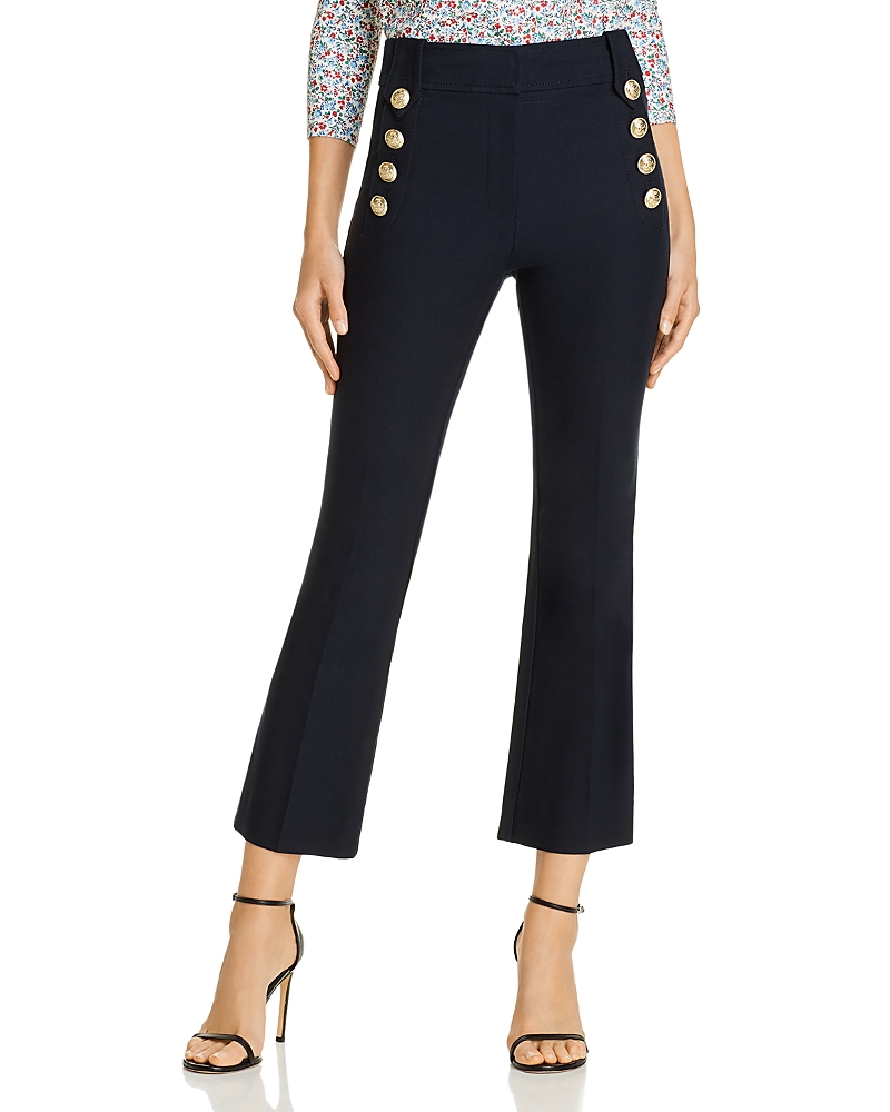 Derek Lam 10 Crosby Robertson Cropped Flare Trousers With Sailor Buttons In Midnight