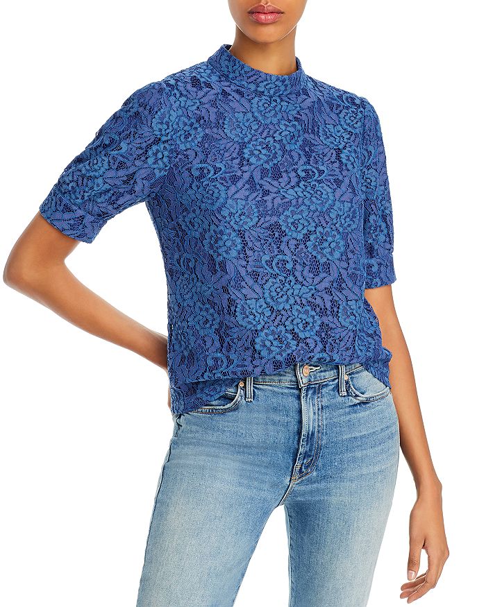 Aqua Puff-sleeve Lace Top - 100% Exclusive In Blue