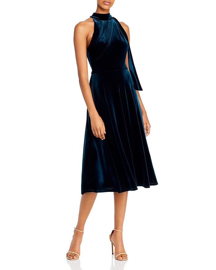 BLACK HALO AUDREY VELVET HIGH NECK DRESS,2722242