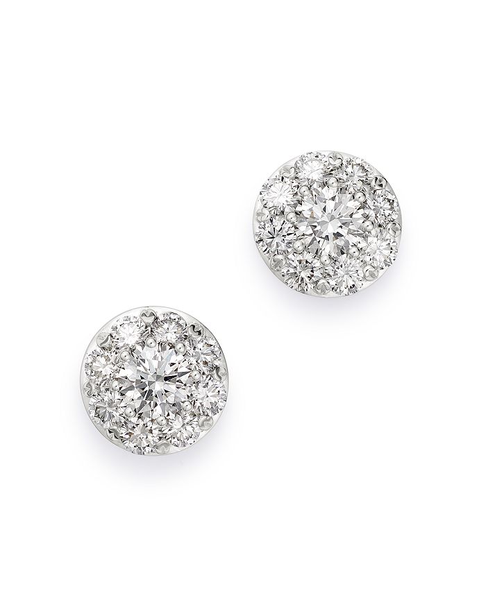 Bloomingdale's Certified Cluster Diamond Stud Earrings In 14k White Gold, 1.50 Ct. T.w. - 100% Exclusive