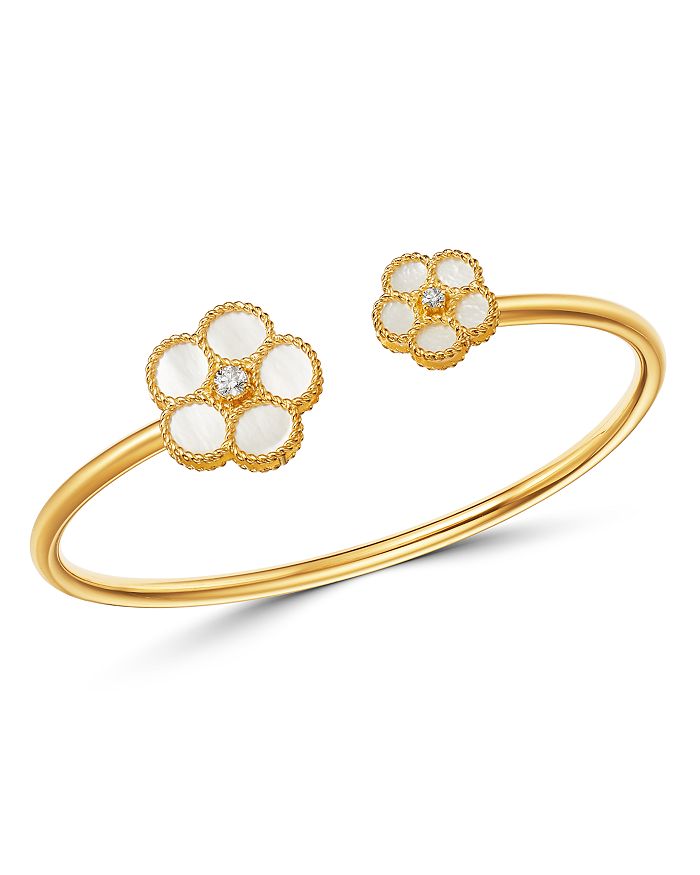 Roberto Coin 18k Yellow Gold Daisy Diamond & Mother-of-pearl Bangle Bracelet - 100% Exclusive In White/gold