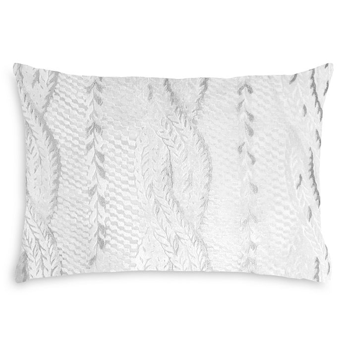 Kevin O'brien Studio Cable Knit Velvet Decorative Pillow, 14 X 20 In White