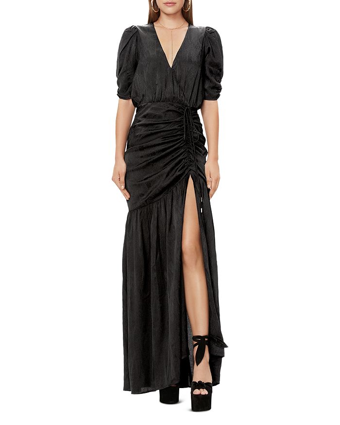 AFRM NILE RUCHED SNAKE-JACQUARD MAXI DRESS,AED020462