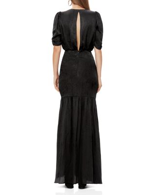 AFRM Nile Ruched Snake-Jacquard Maxi Dress