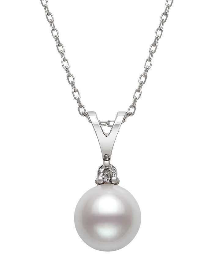 Bloomingdale's Diamond & Cultured Freshwater Pearl Pendant Necklace in ...