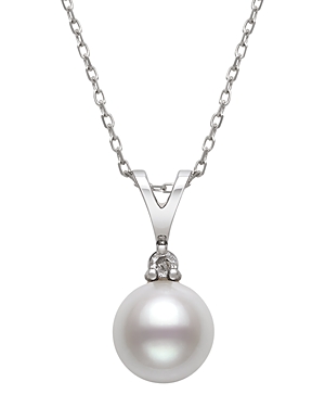 Bloomingdale's Diamond & Cultured Freshwater Pearl Pendant Necklace in 14K White Gold, 16 - 100% Exc