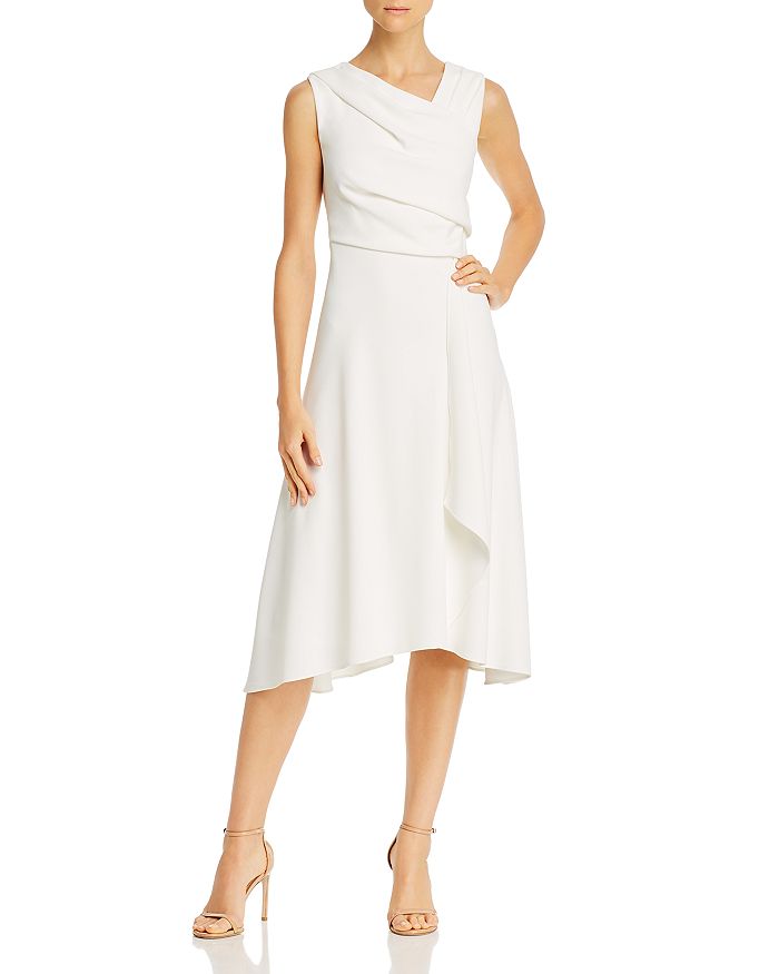 Adrianna Papell Draped Crepe Dress In Ivory