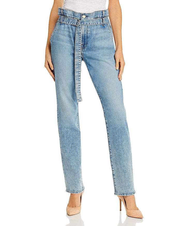 7 FOR ALL MANKIND PAPER-BAG-WAIST STRAIGHT JEANS IN VAIL,AU8701252
