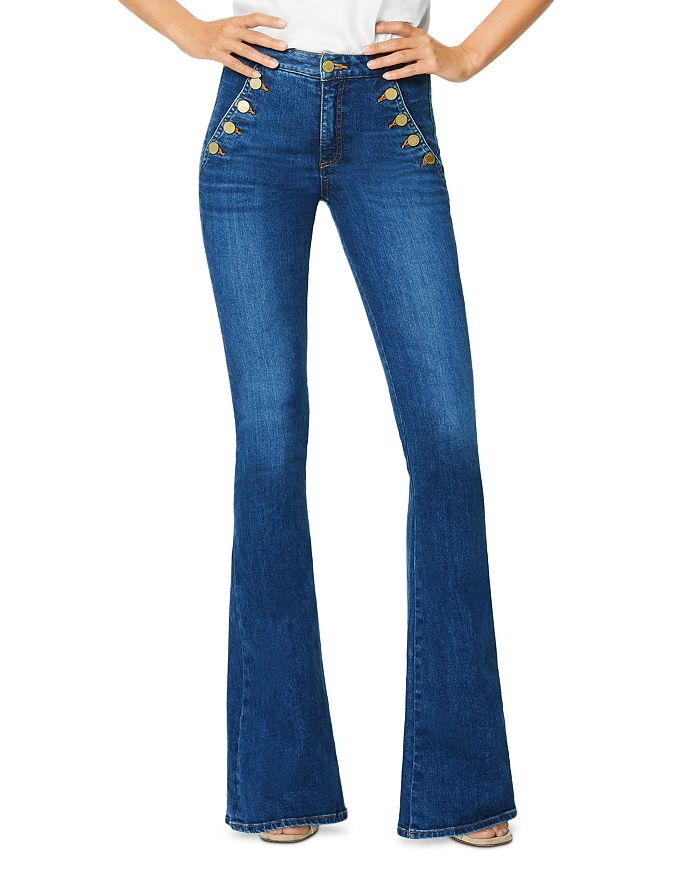 Tall Blue Bleach Wash Mid Rise Flared Brooke Jeans