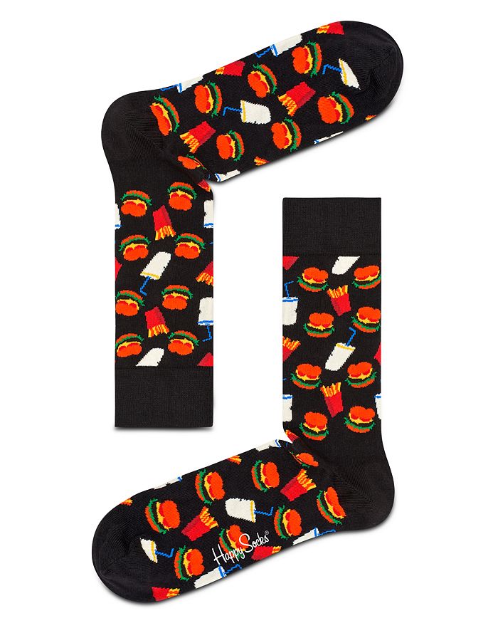 Shop Happy Socks Hamburger Socks In Black