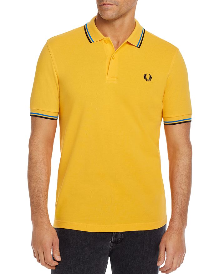 Fred Perry Twin Tipped Slim Fit Polo In Modern Yellow