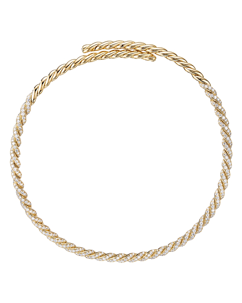 David Yurman Sculpted Cable Flex Necklace in 18K Yellow Gold with Diamonds, 5mm