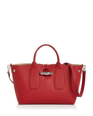 longchamp red leather tote