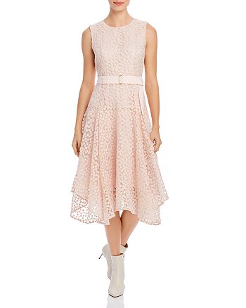 Calvin Klein Floral Embroidered Handkerchief Hem Dress | Bloomingdale's