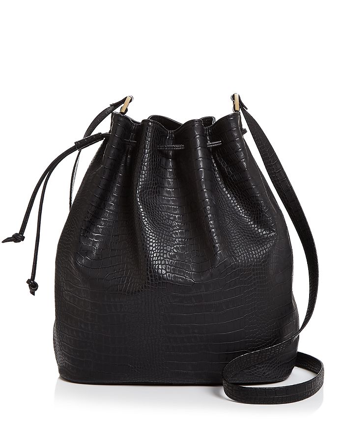 Aqua Croc-embossed Bucket Bag - 100% Exclusive In Black/gold