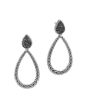 John Hardy Sterling Silver Classic Chain Drop Earrings with Black Sapphire & Black Spinel