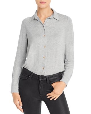 women's jersey knit button down shirt