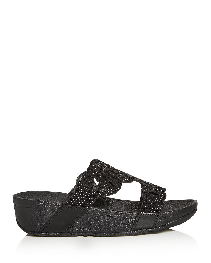 FITFLOP FITFLOP WOMEN'S ELORA CRYSTAL WEDGE SLIDE SANDALS