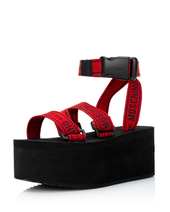Moschino Women's Logo Sporty Platform Sandals In Red