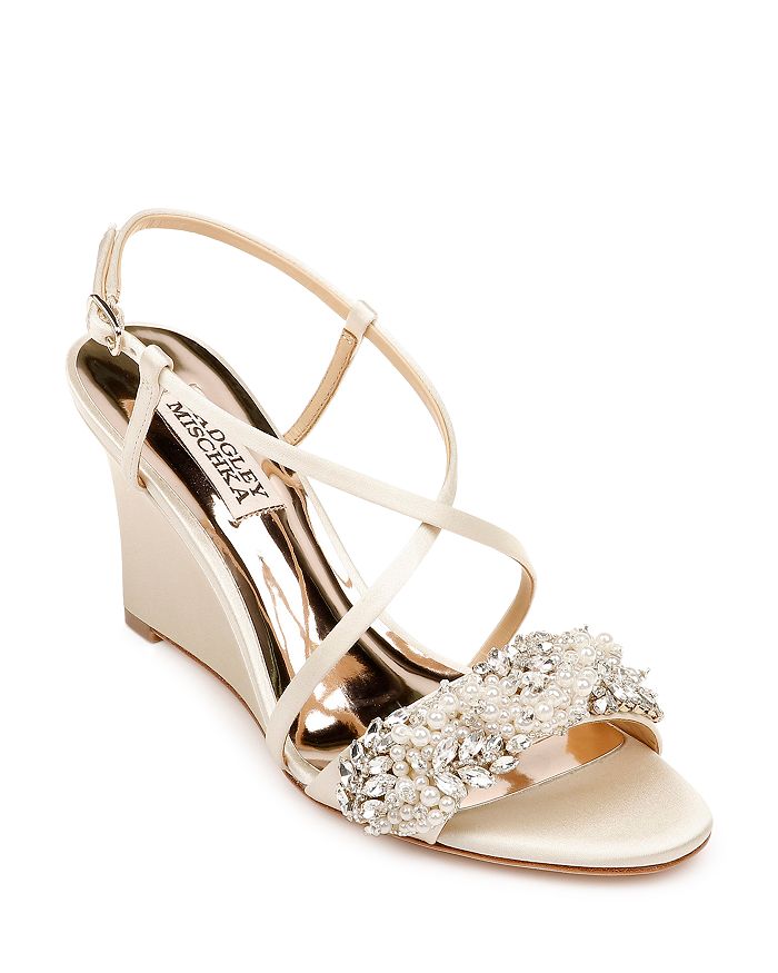 Badgley mischka winter strappy wedge sales pump