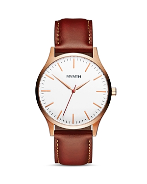 Mvmt The 40 Series White-Dial Brown-Strap Watch, 40mm