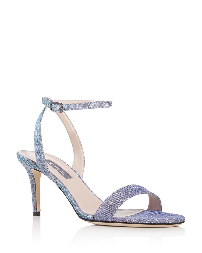 Sjp By Sarah Jessica Parker Women's Gal Glitter Mid-heel Sandals In Blue Fabric