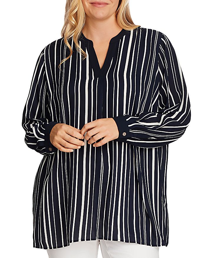 VINCE CAMUTO PLUS STRIPED PULLOVER BLOUSE,9269135