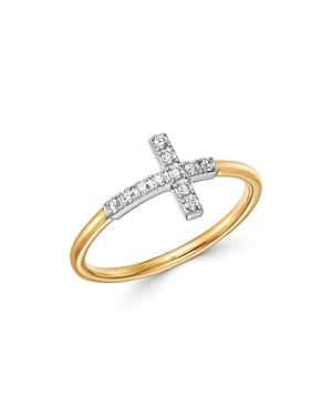 Bloomingdale's Diamond Cross Ring in 14K Yellow & White Gold, 0.15 ct. t.w. - 100% Exclusive
