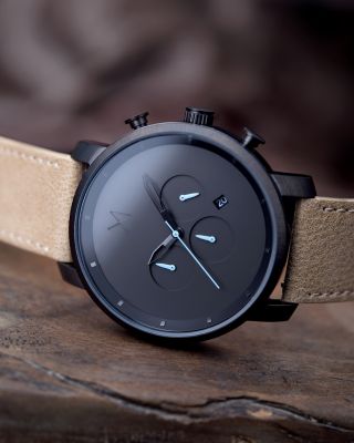 Chrono Tan Leather Strap &amp; Gray Dial Chronograph, 45mm