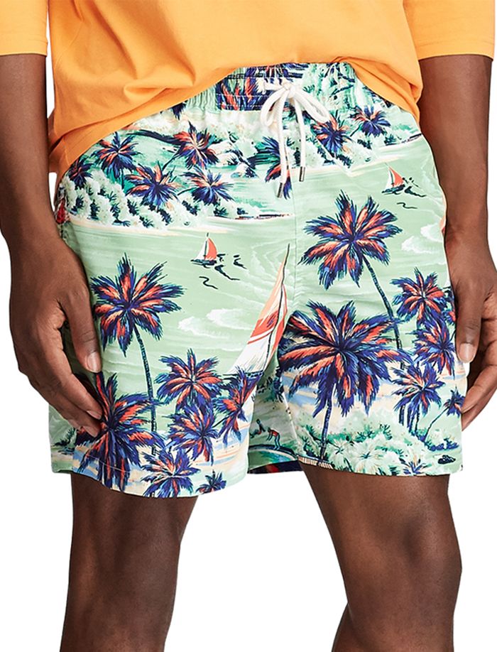 Polo Ralph Lauren Traveler Swim Trunks - Print In Green Hawaiian Beach Bazaar