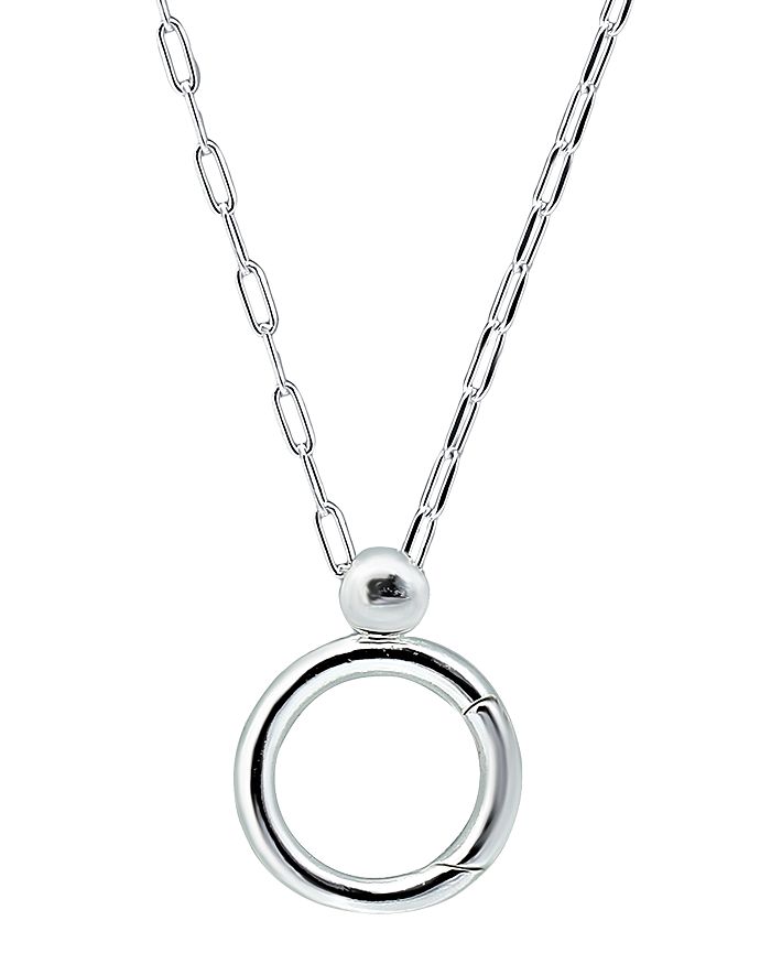 AQUA OPEN CIRCLE CHARM-HOLDER PENDANT NECKLACE IN 18K GOLD-PLATED STERLING SILVER OR STERLING SILVER, 32 ,SP7668-32KJE