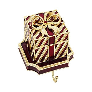 Olivia Riegel Striped Gift Box Crystal & Pewter Stocking Holder In Gold