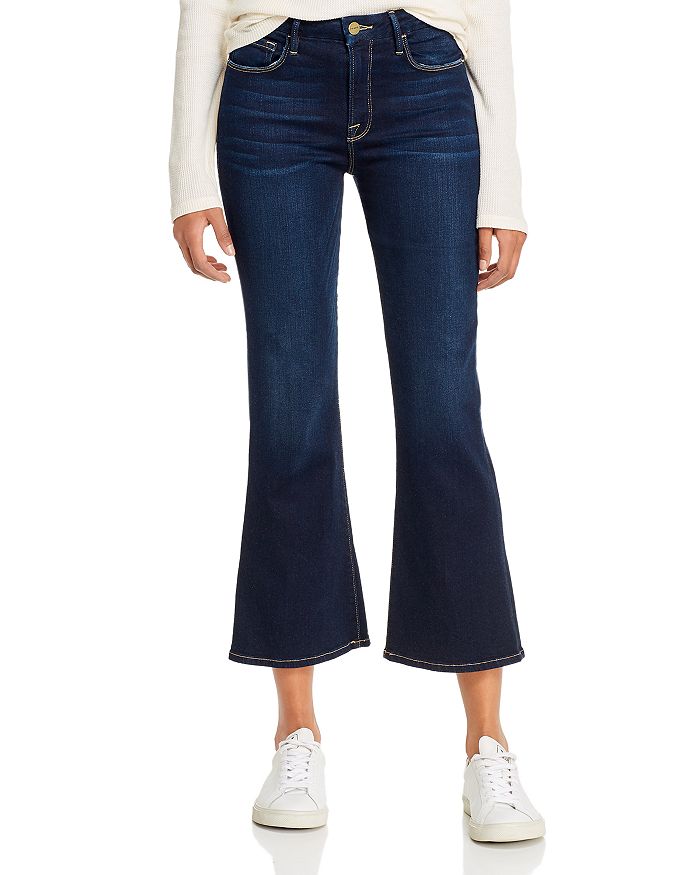 Frame Le Pixie Cropped High-rise Flared Jeans In Dark Denim | ModeSens