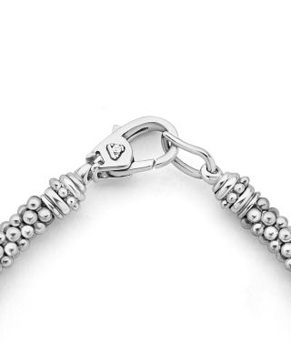 Sterling Silver Caviar Blue Ceramic Beaded Bracelet