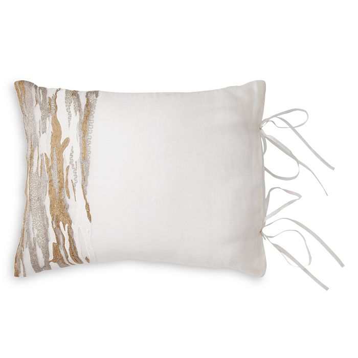 Donna Karan Seduction Collection Sheer Embroidered & Beaded Decorative Pillow, 16 X 20 In Ivory