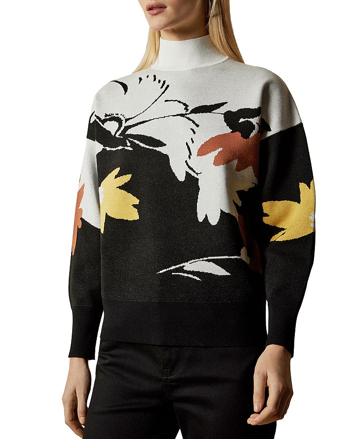 TED BAKER MSSHEL SAVANNA PRINT SWEATER 160622BLACK