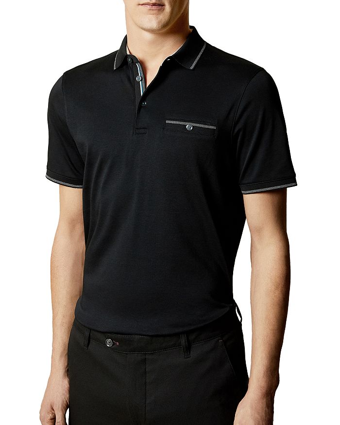 Ted Baker Boomie Color-tipped Polo Shirt In Black