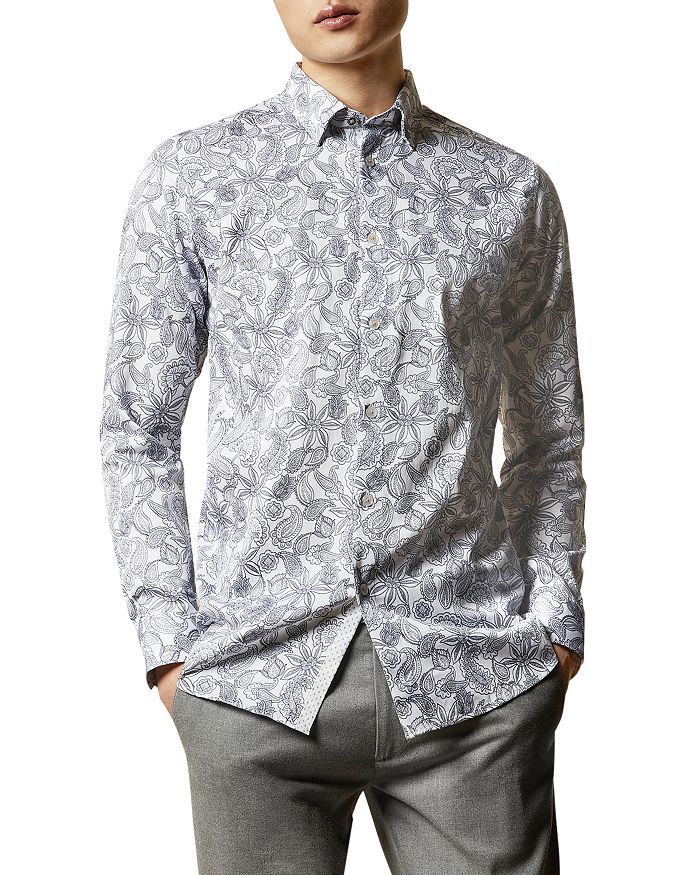 TED BAKER FORSURE PAISLEY SLIM FIT BUTTON-DOWN SHIRT,230709