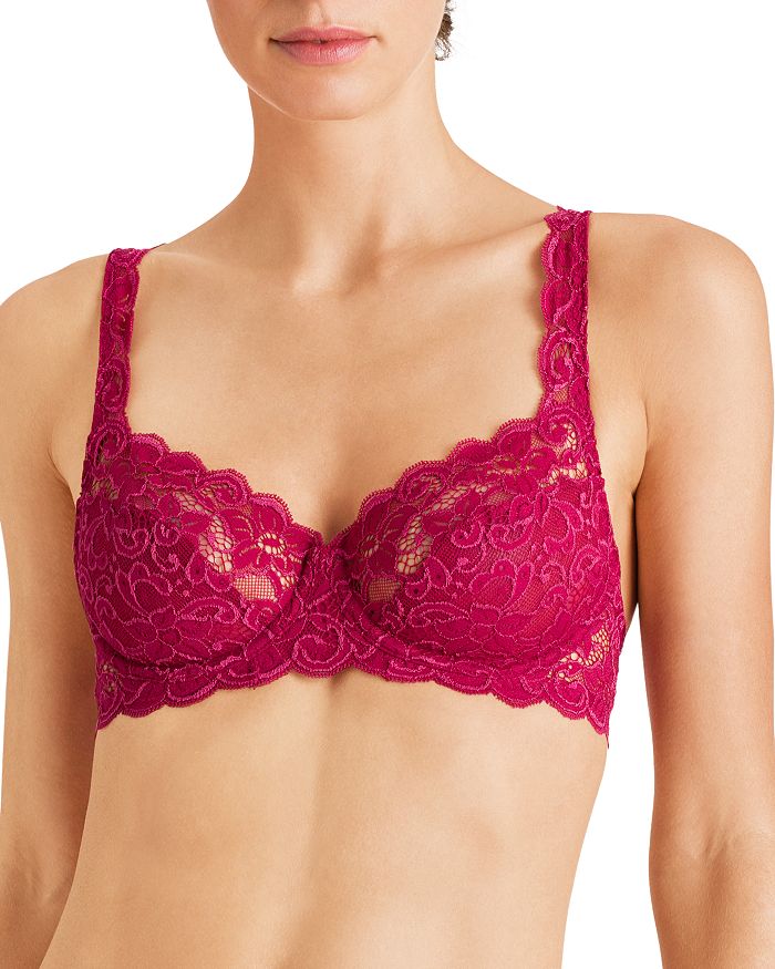 Hanro Luxury Moments Lace Unlined Underwire Bra In Barberry