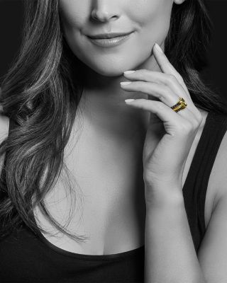 Meridian 18K Yellow Gold & Ceramic Caviar Stack Ring