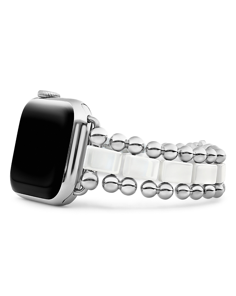 Lagos Smart Caviar White Ceramic Apple Watch Bracelet, 38-44mm