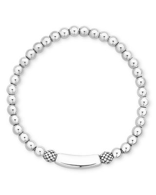 Sterling Silver Signature Caviar Love Station Bracelet