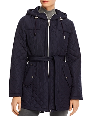 Vince Camuto Quilted Belted Jacket In Navy