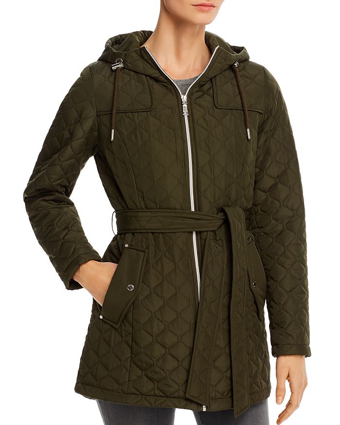 Vince Camuto Quilted Belted Jacket In Basil