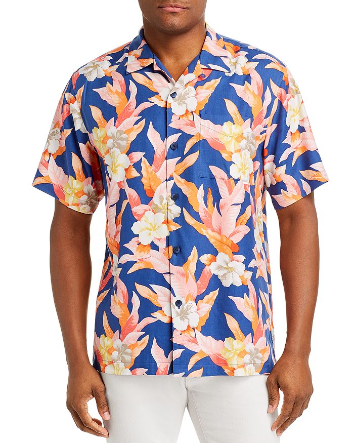 Tommy Bahama Hibiscus Sunset Regular Fit Silk Short Sleeve Shirt