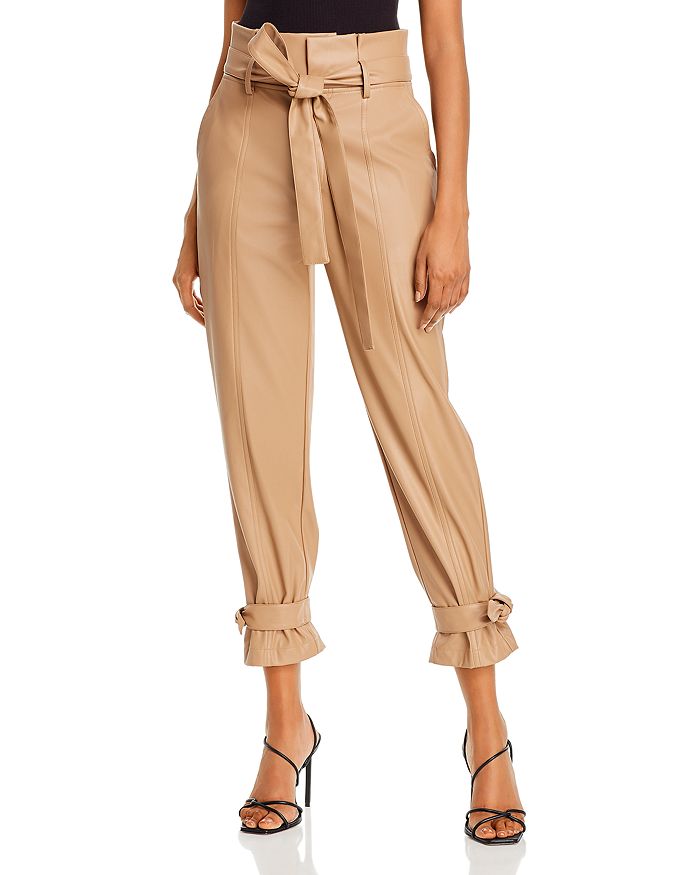 Lucy Paris Faux Leather Ankle Tie Pants - 100% Exclusive In Camel